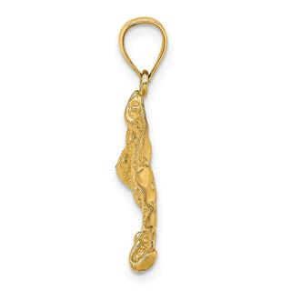 14k Yellow Gold 2-D Spotted Eagle Ray w/Holes Pendant K7622