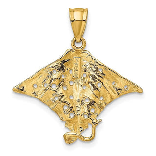 14k Yellow Gold 2-D Spotted Eagle Ray w/Holes Pendant K7622