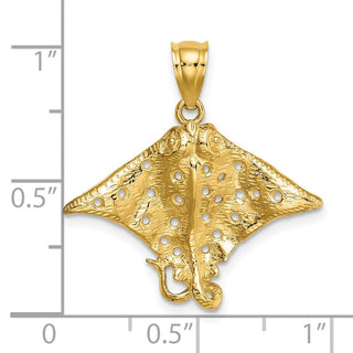 14k Yellow Gold 2-D Spotted Eagle Ray w/Holes Pendant K7622