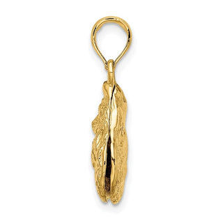 14k Yellow Gold 3-D Textured Oyster Shell Pendant K7626