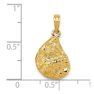 14k Yellow Gold 3-D Textured Oyster Shell Pendant K7626