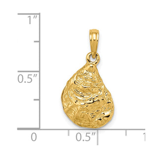 14k Yellow Gold 3-D Textured Oyster Shell Charm K7626