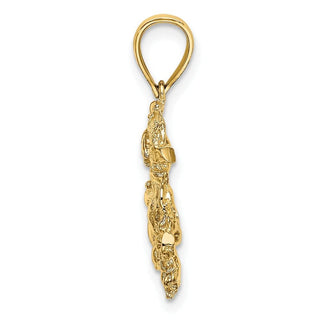 14k Yellow Gold 2-D Textured Crab Pendant K7627