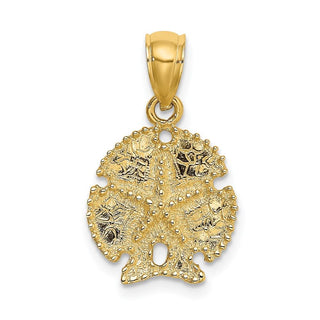 14k Yellow Gold 2-D Sand Dollar w/Star Pendant K7639
