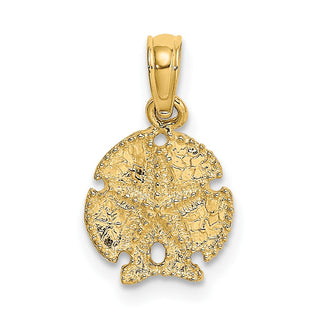 14k Yellow Gold Sand Dollar W/Star Pendant