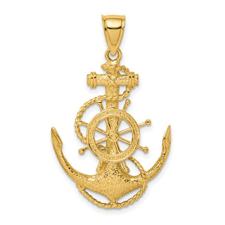14k Yellow Gold 2-D Anchor and Wheel Pendant