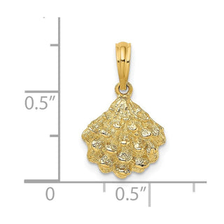 14k Yellow Gold 2-D Textured Oyster Shell Pendant K7654