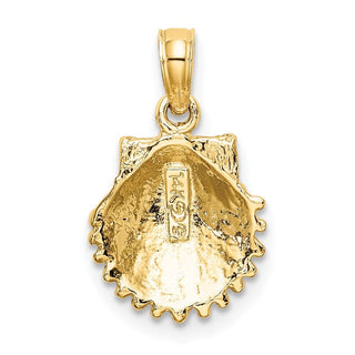 14k Yellow Gold 2-D Beaded Scallop Shell Pendant K7656