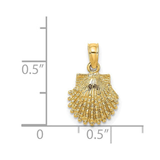 14k Yellow Gold 2-D Beaded Scallop Shell Pendant K7656
