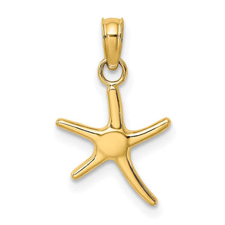 14k Yellow Gold Polished Mini Dancing Starfish w/Bail Pendant