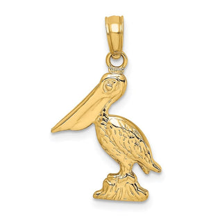 14k Yellow Gold 3-D Sm Pelican Standing Pendant