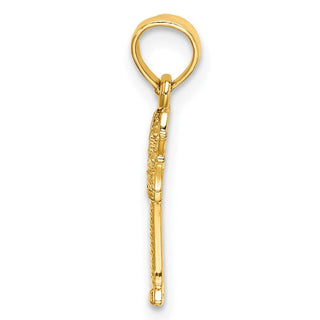 14k Yellow Gold 2-D Textured Mini Palmetto Palm Tree Pendant