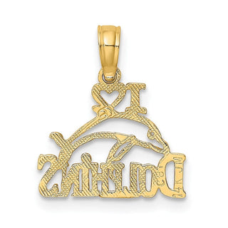 14k Yellow Gold I Heart Dolphins w/Dolphin Pendant