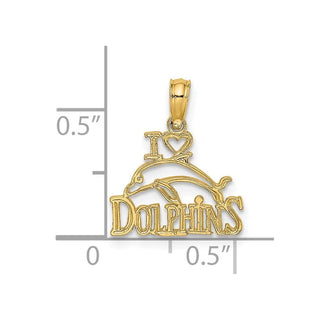 14k Yellow Gold I Heart Dolphins w/Dolphin Pendant