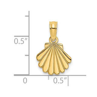 14k Yellow Gold Polished and Engraved Shell Pendant