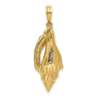14k Yellow Gold 2-D Polished Elongated Shell Pendant