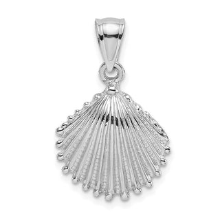 14k White Gold Textured Scallop Shell Pendant