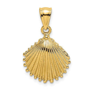 14k Yellow Gold 2-D Textured Scallop Shell Pendant K7683