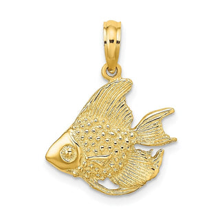 14k Yellow Gold Textured Fish Pendant