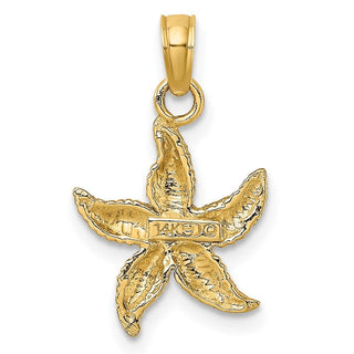 14k Yellow Gold 2-D and Textured Starfish Pendant K7701