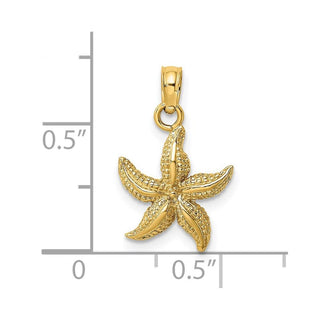 14k Yellow Gold 2-D and Textured Starfish Pendant K7701