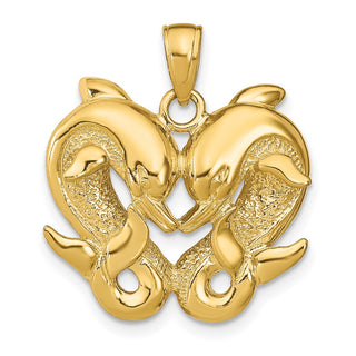 14k Yellow Gold Dolphins Pendant K7717
