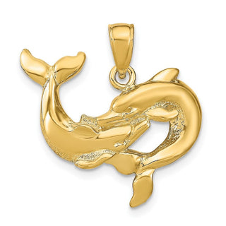 14k Yellow Gold Dolphins Pendant K7724