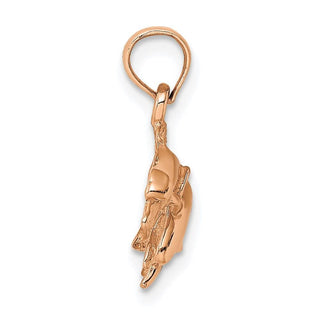 14k Rose Gold and Polished Double Dolphins Jumping Left Pendant