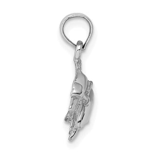 14k White Gold and Polished Double Dolphins Jumping Left Pendant