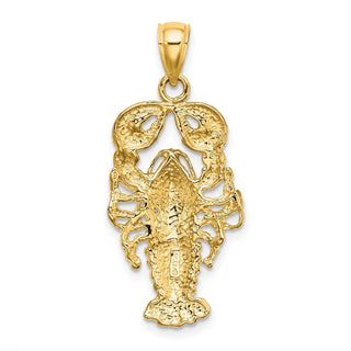 14k Yellow Gold 2-D Textured Maine Lobster Pendant