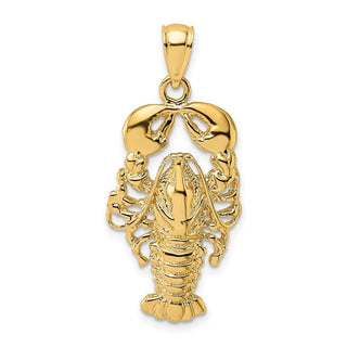 14k Yellow Gold 2-D Textured Maine Lobster Pendant