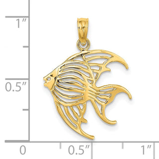 14k Yellow Gold Cut-Out Angelfish Pendant K7736