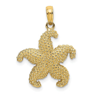14k Yellow Gold 2-D Puffed Starfish Pendant K7742