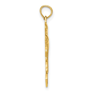 14k Yellow Gold 2-D Two Jumping Dolphins Pendant