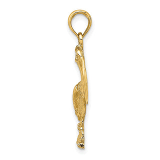 14k Yellow Gold 2-D Pelican Standing Pendant