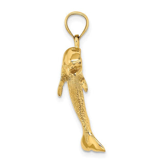 14k Yellow Gold 2-D Polished Dolphin Jumping Pendant K7790
