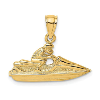 14k Yellow Gold Textured 2-D Jet Ski Pendant