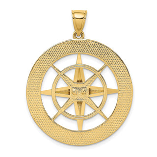 14k Yellow Gold Nautical Compass Pendant K7810