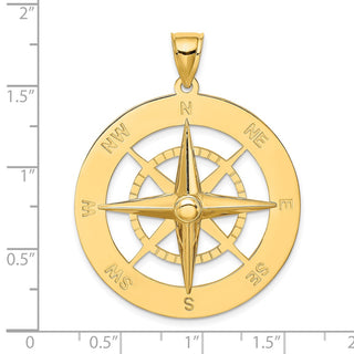 14k Yellow Gold Nautical Compass Pendant K7810