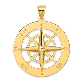 14k Yellow Gold Nautical Compass Pendant K7810