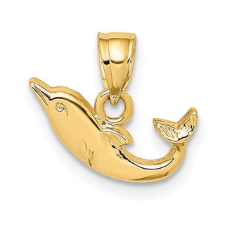 14k Yellow Gold Polished Mini Dolphin Pendant