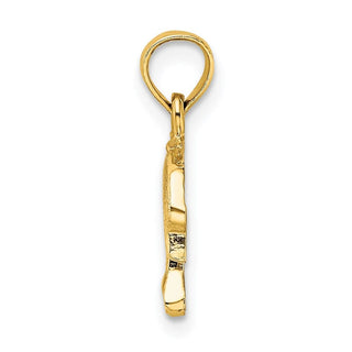 14k Yellow Gold Textured Mini Dolphin Jumping Pendant