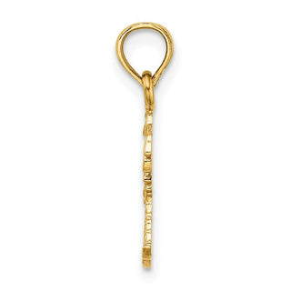 14k Yellow Gold Texture Mini Double Palm Trees Pendant