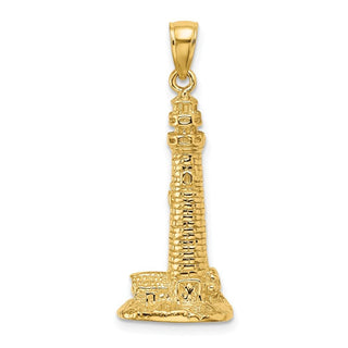 14k Yellow Gold 3-D Cape May, NJ Lighthouse Pendant K7838