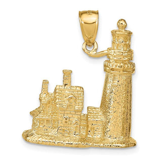 14k Yellow Gold 3-D Cape Cod Lighthouse Pendant