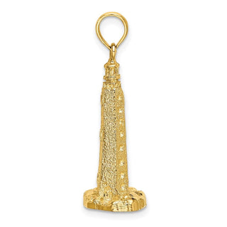 14k Yellow Gold 3-D Cape Henlopen Lighthouse, De Pendant