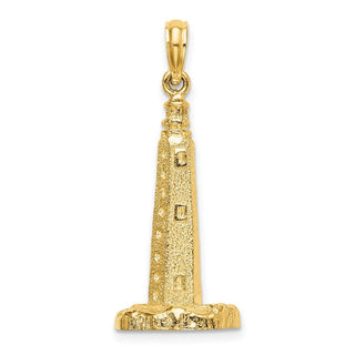 14k Yellow Gold 3-D Cape Henlopen Lighthouse, De Pendant