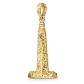 14k Yellow Gold 3-D Cape Henlopen Lighthouse, De Pendant