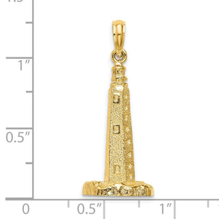 14k Yellow Gold 3-D Cape Henlopen Lighthouse, De Pendant