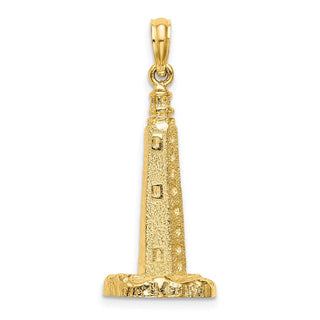 14k Yellow Gold 3-D Cape Henlopen Lighthouse, De Pendant